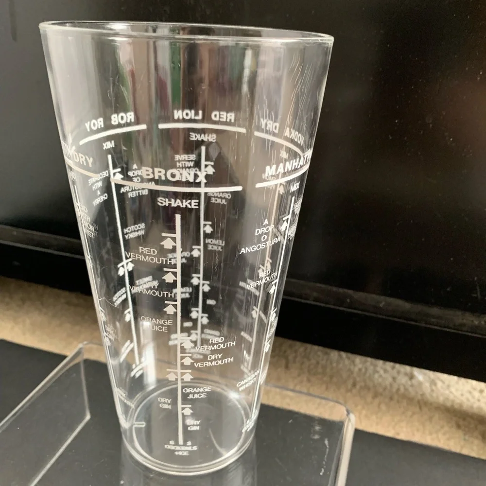 Drink Mixer Tumbler Cup Cocktails Cheat Sheet Clear Plastic Tall